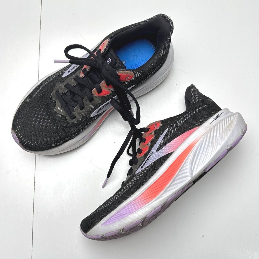 Brooks Ghost 17 Womens Running Shoes Black Pink Purple 1204311B080 Size 5.5